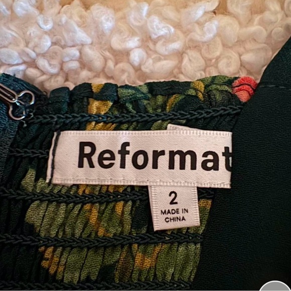 Reformation Christine DressGreen Pink Roses Size 2 Fairycore Cottagecore - Picture 4 of 4